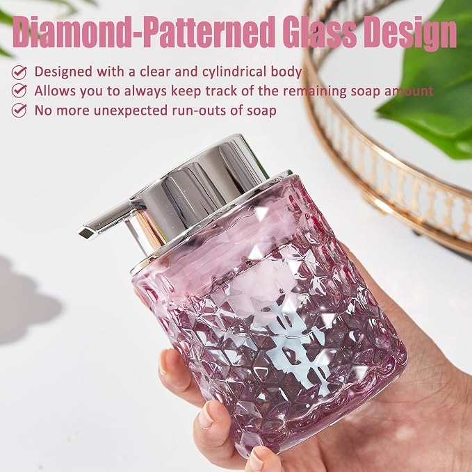 Malachi Foaming Hand Soap Dispenser, Refillable Clear Glass Foam Pump Bottle for Hand Soap, Dish Soap, Body Wash, Shampoo, Facial Cleanser & Baby Wash, Multi‑use for Bathroom, Kitchen & Commercial Use