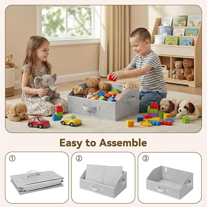 GRANNY SAYS Purse Organizer for Closet, Trapezoid Storage Bins, Closet Organizers and Storage, Decorative Storage Baskets for Shelves, Clothes, Toys, Towels, Ash Gray, 3-Pack