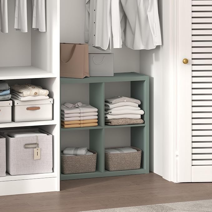 Furinno Cubic Extra Thick 4-Cube Closet Organizers and Storage, Sage Green | 14.6 x 30 x 30 in, Open Shelf Closet Storage, Closet Organizer, for Wardrobe, Bedroom, Living Room