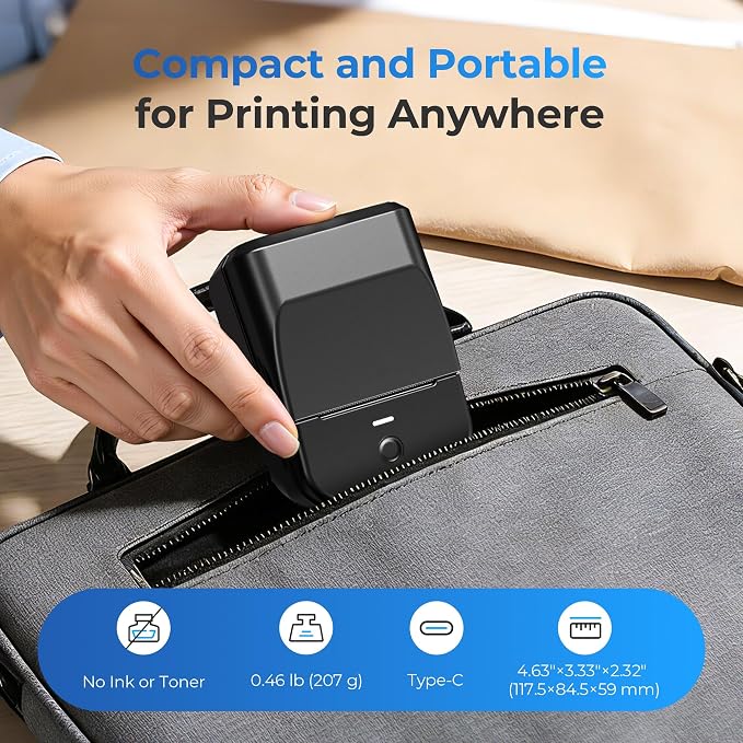 PM240 Label Maker Machine, Thermal Label Printer for Small Business | 2'' Bluetooth Thermal Sticker Label Maker for Small Business, Home, School, Office Safety Label Maker with Multiple Templates