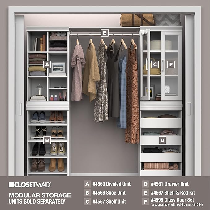 ClosetMaid Modular Storage Shelf Unit with 12 Adjustable Shelves & Dividers, White