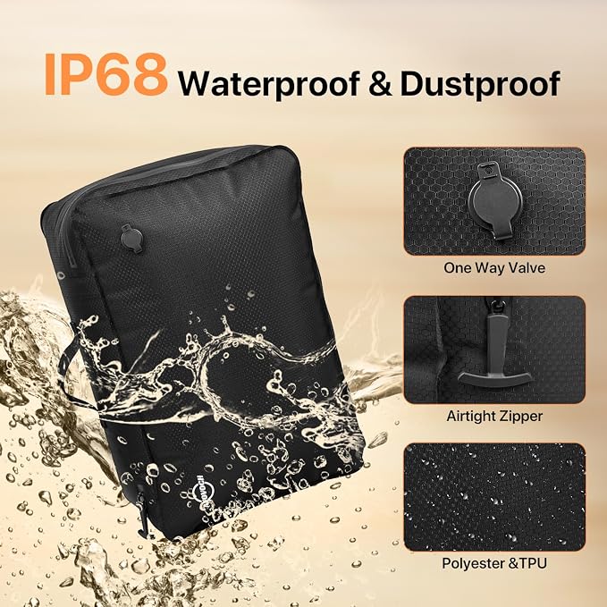Travel Vacuum Bags with Wireless Pump 70L, 24in Vacuum Bags for Travel Reusable, IP68 Waterproof, Fits 20/24/28in Suitcase, Backpack, Home Storage (2PC + Pump) | 70L, 24in Vacuum Bags, Reusable, IP68 Waterproof, Fits 20/24/28in Suitcase, Backpack, Home...