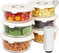 HOLDN’ STORAGE Vacuum Food Storage Containers, Set of 6 Glass Containers & Electronic Pump - Keep Food Fresh Longer, BPA-Free Glass, Leak-Proof, Ideal for Meal Prep, Marinating