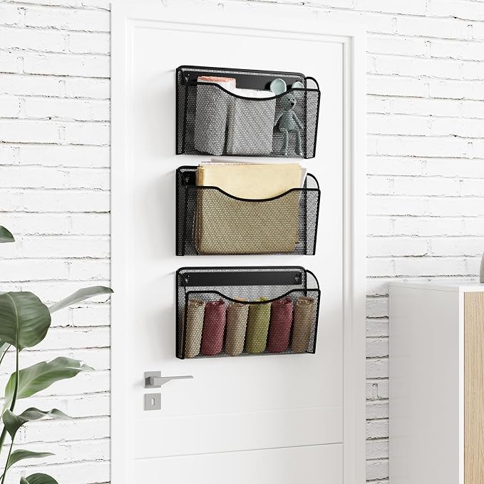MINDEPOT Wall File Organizer - Heavy Duty Iron Office File Holder for Wall Mount - Hanging Document Organizer for Business, Classroom, Home Office