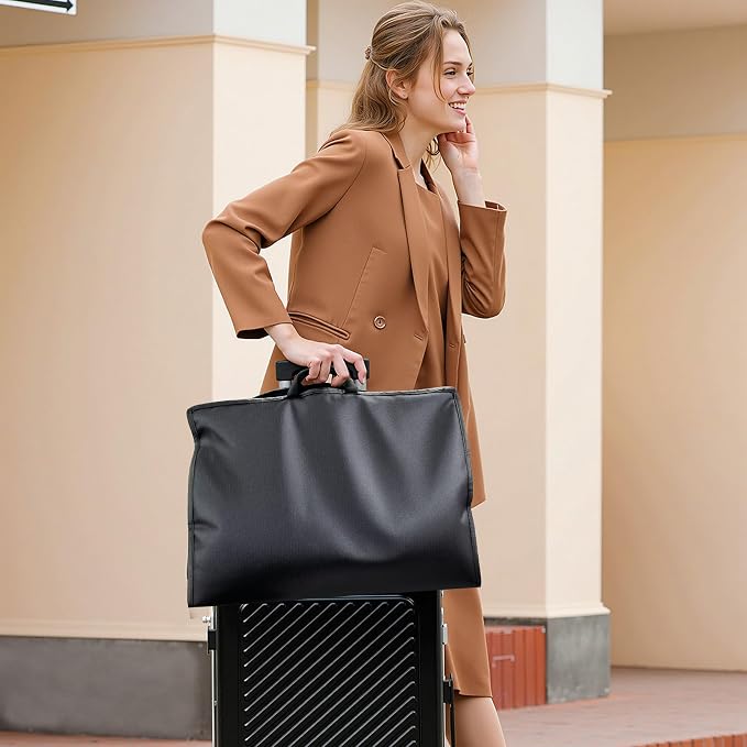 Suit Garment Clothes Travel Bag: 54 inch Lightweight Foldable Black Short Fabric Breathable - Hanging Storage Cover Pockets Zipper for Men - Wardrobe Carry Coat Jacket Uniform Tuxedo Shirt