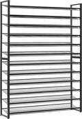 Nunsino Shoe Rack, Long Shoe Organizer,Max Holds 75 Pairs,12 Tier Metal Shoe Storage Shelf,6-Tier Stackable Shoes Organizer for Garage, Entryway,Black
