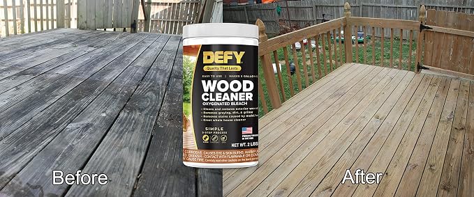 DEFY Wood Deck Cleaner Powdered Concentrate - Cleans Decks, Fences, Siding - 2 lb