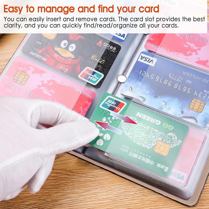 RFID Credit Card Holder, Leather Business Card Organizer with 96 Card Slots, Credit Card Case for Managing Your Different Cards and Important Documents to Prevent Loss or Damage (Skeleton Flower)