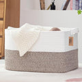 COMFY-HOMI Large Rectangular Blanket, Cotton Rope Woven for Storage, LaundryHamper, Storage,Toy Organizing Bin with Handle, Organizer and Storage-22x15x12-