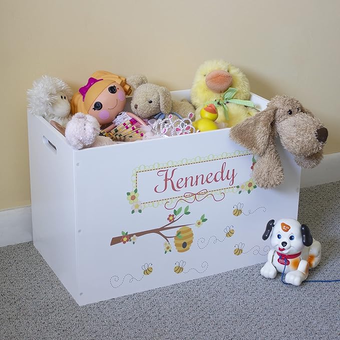 My Bambino Personalized Toy Storage Box and Bin Newborn Gift (Stemmed Flower) | Personalized Kids Gift