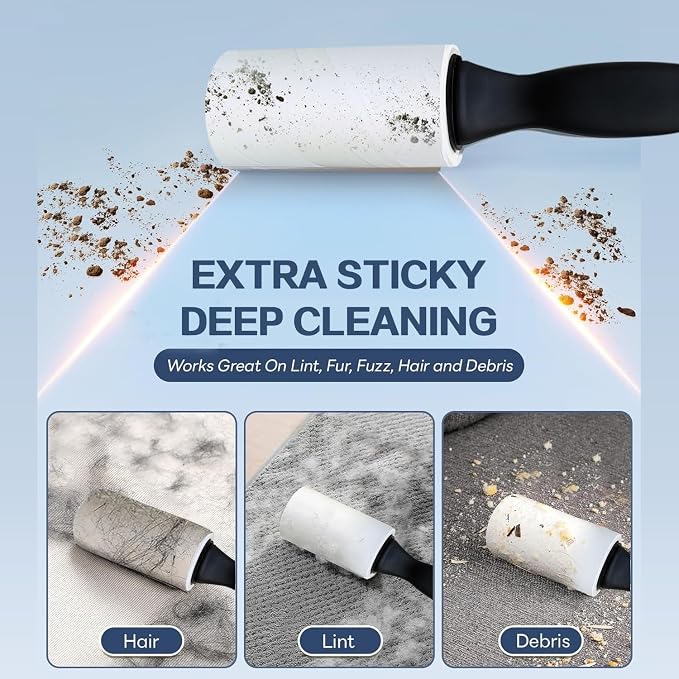 Lint Rollers for Pet Hair Extra Sticky | Large quantity and durable,deep cleaning,Reusable,600 Sheets Value Set,Daily cleaning tools,2 Upgraded Handles