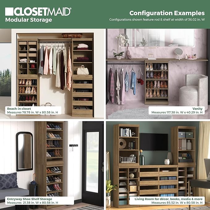 ClosetMaid Modular Storage Stackable 12-Shelf Unit with Dividers, Sand