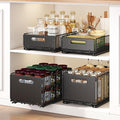 Pull out Cabinet Organizer Fixed with Adhesive Nano Film,Heavy Duty Slide out Pantry Shelves Drawer Storage,Sliding Mesh Cabinet Basket for Kitchen, Bathroom,Home, 9.65"W X14.76"D X7.48"H, pack of 2
