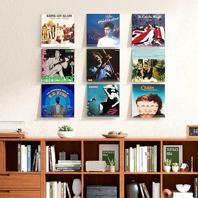 upsimples 6 Pcs 12" Clear Acrylic Shelves, Small Shelf for Wall Display | Narrow Floating Shelves for Nail Polish, Vinyl Wall Mount, Record Holder, Magazine Rack, Comic Display, Picture Ledge Shelf