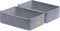 MiniArk Large Shallow Organizing Baskets 15x11x5.1 Inches - Rope Woven Storage Bins for Bathroom, Shelves, Cube Closet, Mixed Grey 2 Packs