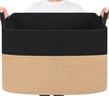 Goodpick 105L Extra Large Woven Blanket Basket Cotton Rope Storage Baskets for Organizing, Kids Toy Storage Organizer for Living Room Nursery, 25"x16"x16", Black & Jute