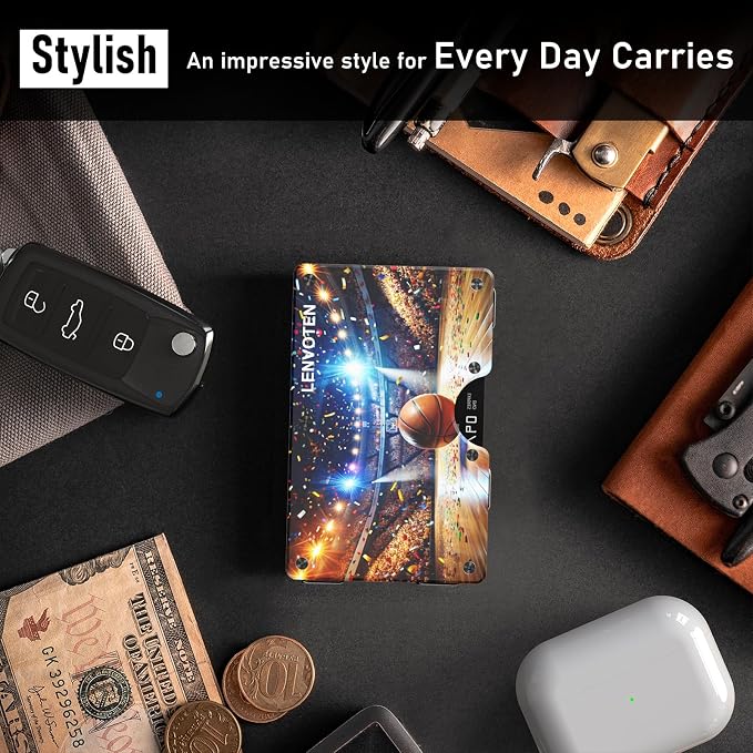 Lenvoten Upgraded Hinged Minimalist Wallet for Men | Slim Metal RFID Blocking Wallet | Credit Card Holder & Money Clip Holds 20 Cards | Premium Scratch-Resistant Finish | Ideal Gift for Men