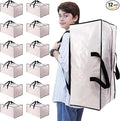 NATURELUX Heavy Duty Moving Bags with Backpack Straps and Strong Handles, Alternative to Moving Boxes and Storage Totes for Dorm Room Essentials, 12 Pack, Clear