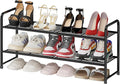 Simple Shoe Rack 2 Tier 27 Inch Wide, Heavy Duty Metal Closet Shoe Organizer Shelf for Entryway, Front Door, Black