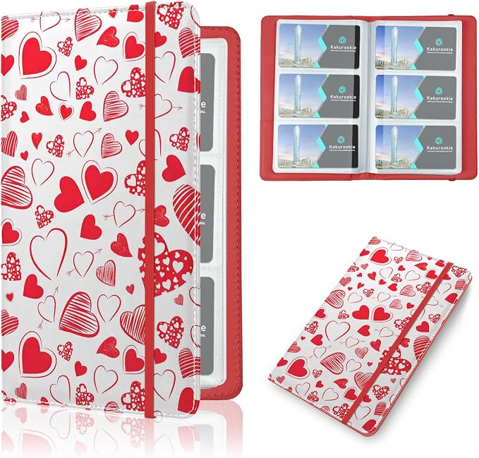 Floral Business Card Book Holder Organizer for Women, 240 Card Capacity, Stylish Name Card and Credit Card Holder for Professionals (Heart)