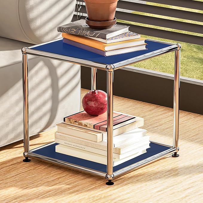 Nightstand Modern Storage Cabinet Blue A Versatile Free-Standing Organizer for Living Room, Bedroom, and Home Office Décor