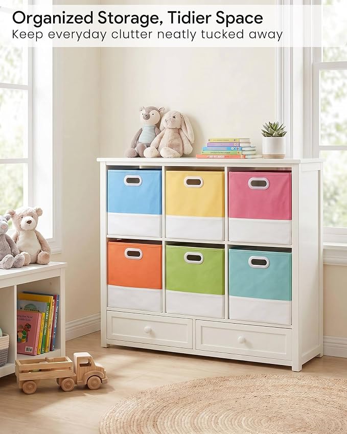 Storage Cube Bins | Macaron & White, 11.8"x11.8"x11.8", 6 Pack | Multi-Size | Ultra-Fine Fabric | Organizer Baskets for Shelf, Wadrobe, Closet | 12"x12"x12" Cube Insert Drawer