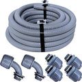 Sealproof 1-Inch Non-metallic Liquid-Tight Conduit and Connector Kit, 25 Foot Made in USA Flexible Electrical Conduit Type B with 4 Straight and 2 90-Degree Conduit Connector Fittings, 1" Dia