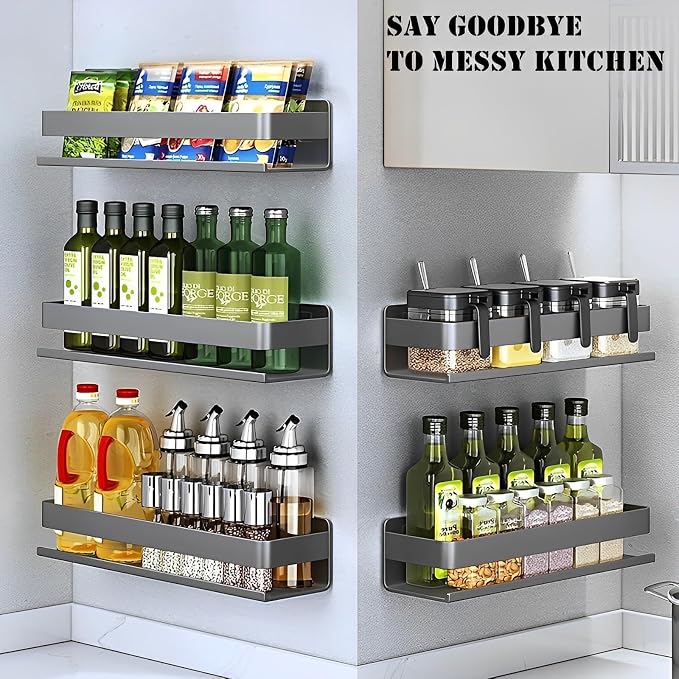Stainless Steel Detachable Wall Mounted Floating Shelves for Kitchen, Bathroom, Storage Organizer Shelves, Corrosion and Rust Resistant, Set of 1 Gray