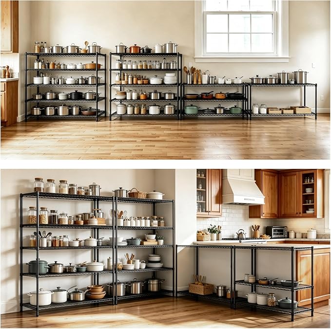 5 Tier Wire Shelving 3 Pack | 55”W Storage Shelves Heavy Duty | Rolling Wire Rack with Wheels | 3250 LBS Metal Shelving | Garage Shelving Units and Storage | Adjustable Layer Height | 55”W×18”D×73”H