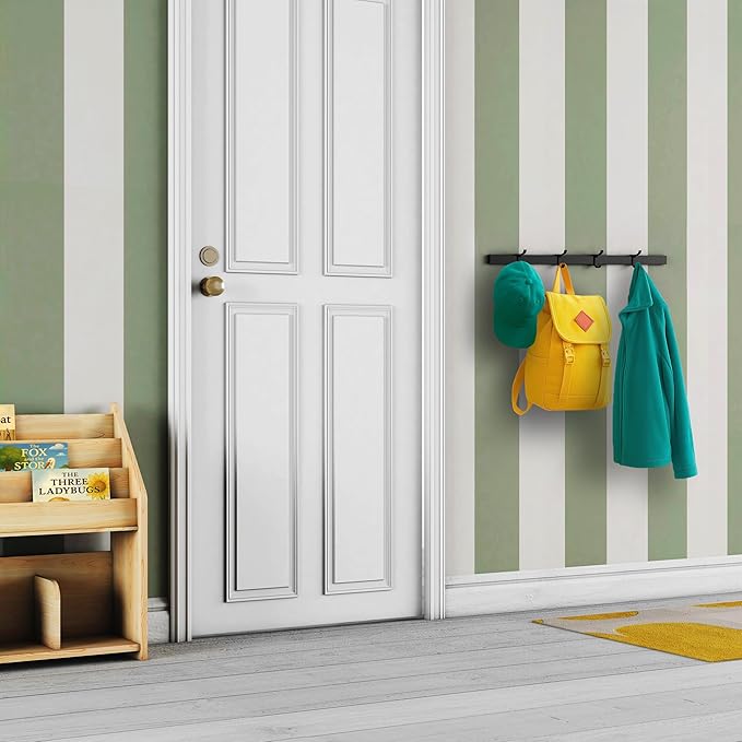 Modern Aluminum Wallmount Organizer, 32.3" Rail with Adjustable 4 Hooks, Wall Rail (Ivory) (Ivory, 32.3" Rail with 4 Hooks)