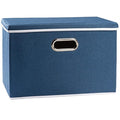 PRANDOM Large Collapsible Storage Bin with Lid [1-Pack] Fabric Foldable Storage Box Organizer Container Basket Cube with Cover for Home Bedroom Closet Office Nursery Royal Blue(17.7x11.8x11.8)