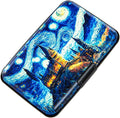 Credit Card Holder, Metal Card Wallet RFID Blocking Mini Slim Aluminum Business Hard Card Case for Women Men (Starry Night Castle)