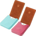 Outus 2 Pcs Business Card Holder, PU Leather Business Card Case Pocket Wallet with Magnetic Shut for Men Women(Pink and Green,Classic)