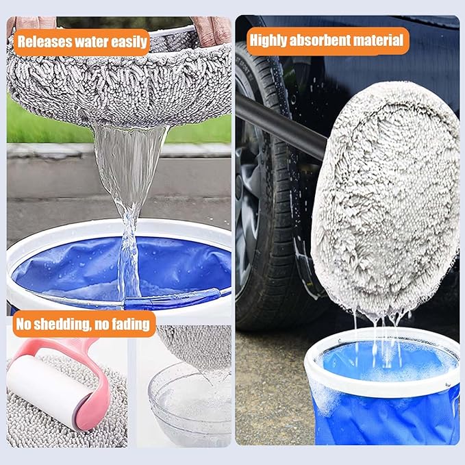 Extendable Car Wash Mop for Ford Taurus SEL Sedan 2010-2019, Soft Bristle Car Brush with Detachable Large Head Cleaning Tool for Car Home