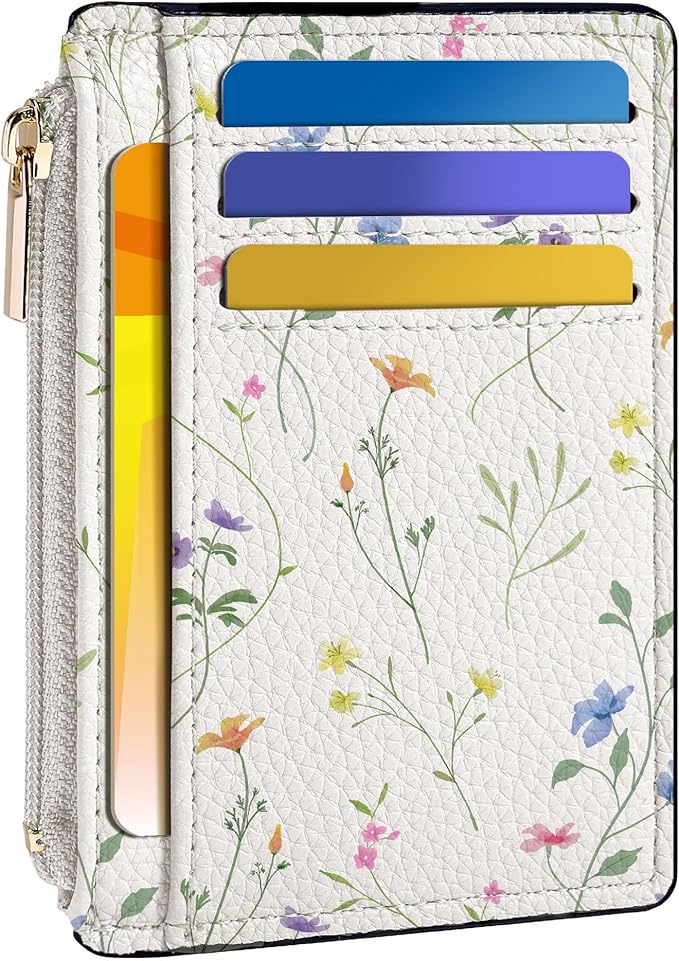 Tipmile Womens Credit Card Holder Wallet, Small Slim RFID Blocking Sleeve | Mini Tiny Cute ID Case, Minimalist Zipper Pocket Wallet, Thin Coin Purse, Mothers Gift