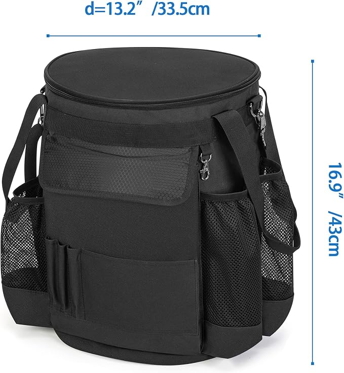 DSLEAF Baseball & Softball Bucket Bag for 6 Gallon Bucket, Bag Only | Softball Bucket Cover with Multi Pockets, Large Zipper for Easy Access, Portable Handle for Easy Carrying