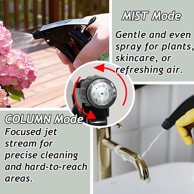 Glass Handheld Spray Bottle, 13.5oz Refillable Plant Mister Bottle 2 Pack, Water Spray Bottle with Adjustable Mist Nozzle for Outdoor Gardening, Indoor Flowers, Cleaning, Hair & Pets Care (Grey)