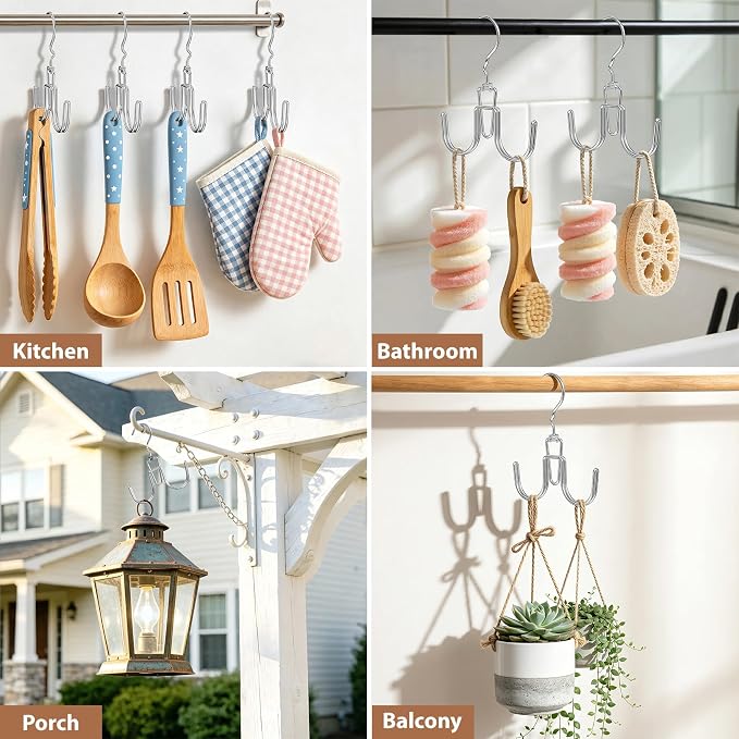 6 Pcs Heavy Duty Purse Organizer for Closet, Stackable Purse Hangers Closet Space Saving with 12 Hanging Metal Purses Hooks Rotatable Handbag Organizer Storage Bag Holder for Backpack Tote Bag