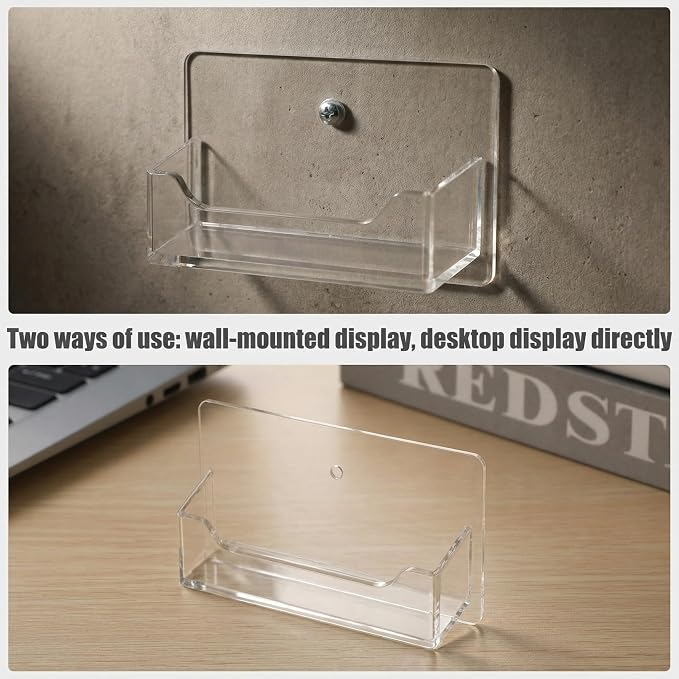 Wesiti 1 Pcs Wall Mount Business Card Holder Clear Acrylic Fit 40-50