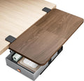 PEGZONE Desk Extender Tray, 24" x 12", with Storage Drawer, Medium, Walnut | Desk Extension, Clamp on Desk Shelf, Clamp On Keyboard Tray for Office and Home, Workstation Organizer