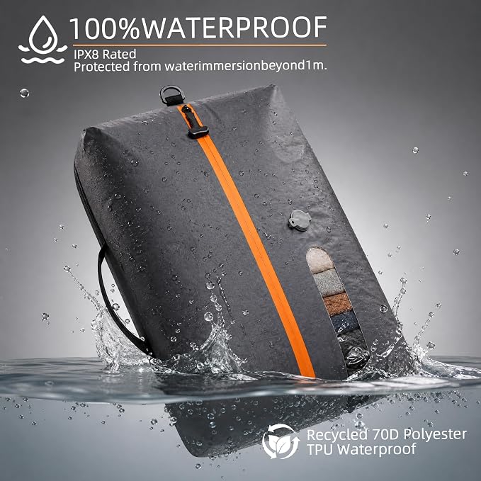 Travel Vacuum Bags With Pump, 2 Pack 22L Compression Kit For Clothes | IPX8 Waterproof; 3-5 Minute Compression; USB-C Cordless Pump; Up To 60-Minute Runtime; Saves Up To 60% Space; Airtight Seal