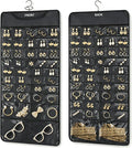 FOREGOER Hanging Jewelry Organizer Storage Roll 88 Zippered Pockets,Dustproof Foldable for Travel,Double-Sided Accessories Organizer Holder for Earring Necklace Ring on Closet Wall Door(Black,1 Pack)