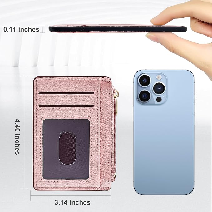 Tipmile Womens Credit Card Holder Wallet, Small Slim RFID Blocking Sleeve | Mini Tiny Cute ID Case, Minimalist Zipper Pocket Wallet, Thin Coin Purse, Mothers Gift