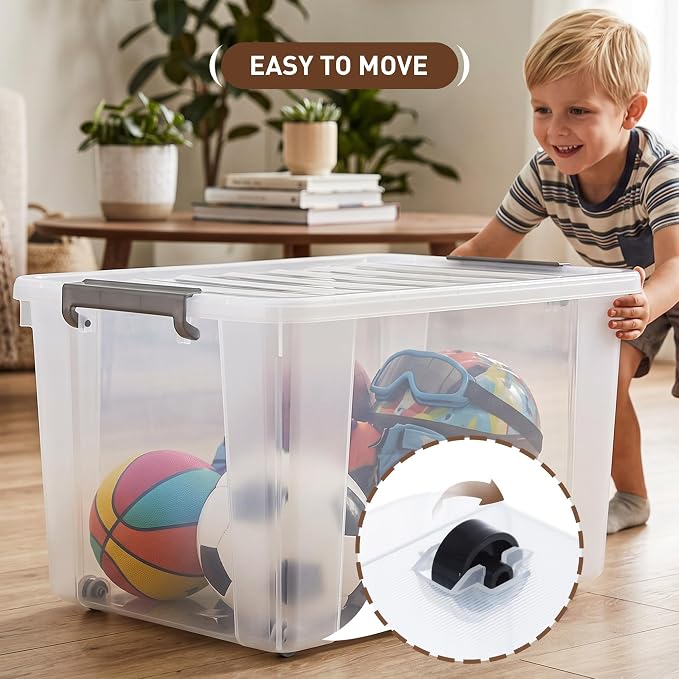 Citylife 69 QT Plastic Storage Bins with Latching Lids Stackable Storage Containers for Organizing Large Clear Storage Box for Garage, Closet, Kitchen, 2 Packs