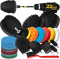Holikme 22Pack Drill Brush Attachments Set, Scrub Pads & Sponge, Buffing Pads, Power Scrubber Brush, Car Polishing Pad Kit,Wax Applicator Pad,Car Cleaning Kit，Cleaning Supplies，Masonry Brushes,Black | Buffing Sponges, Nylon Grout Tools, Microfiber Wax ...