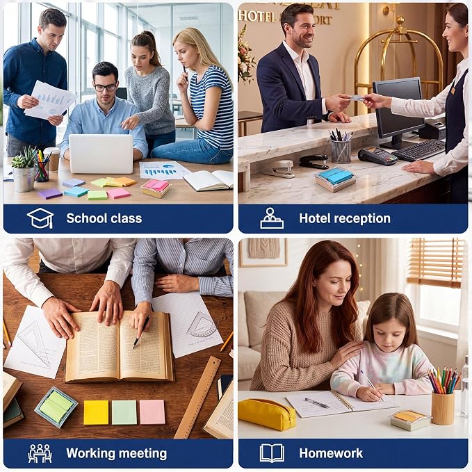 Eaasty 4 Pcs Pop Up Sticky Note Dispenser 3 x 3 Inch Pastel Cute Sticky Note Holder with 8 Pads Pop Up Stick Notes Transparent Top Colorful Base Notes Holder for Women Office Home Desk