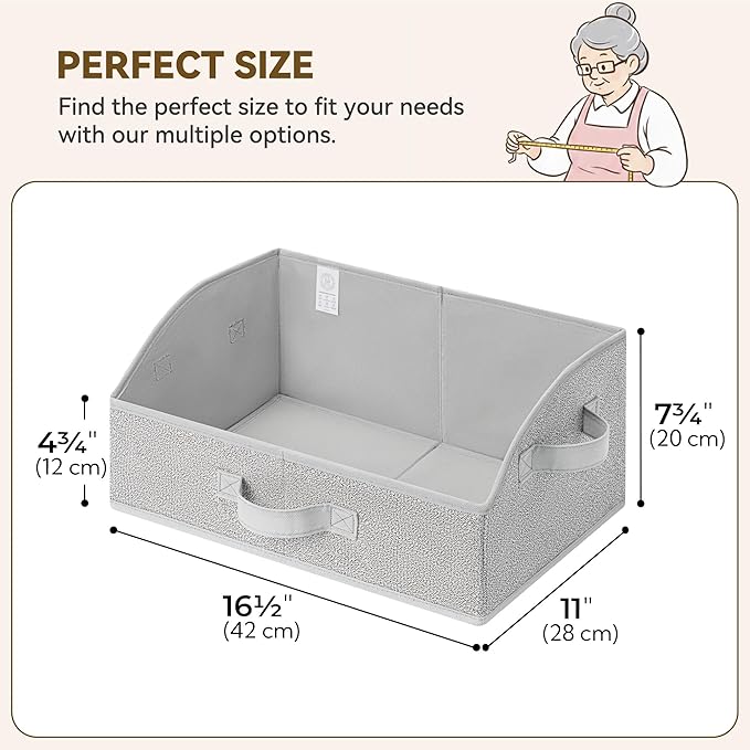 GRANNY SAYS Purse Organizer for Closet, Trapezoid Storage Bins, Closet Organizers and Storage, Decorative Storage Baskets for Shelves, Clothes, Toys, Towels, Ash Gray, 3-Pack