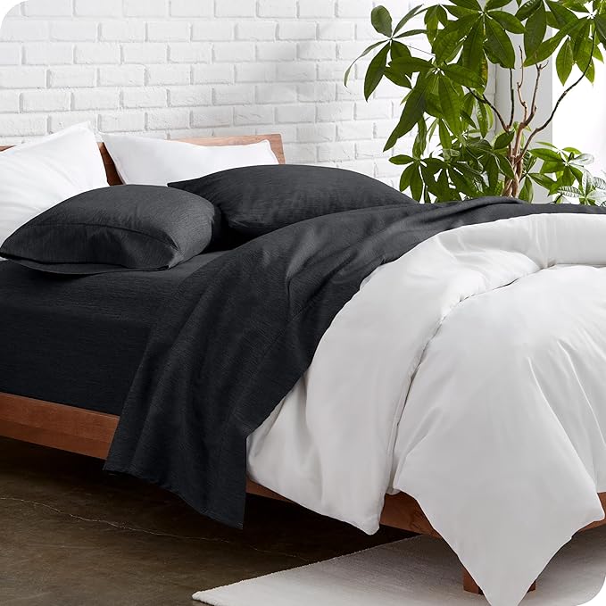 Bare Home King Sheet Set - Luxury 1800 Ultra-Soft Microfiber Double Brushed - Deep Pockets - Easy Fit - 4 Piece Set - Bedding Sheets & Pillowcases (King, Heathered Black)