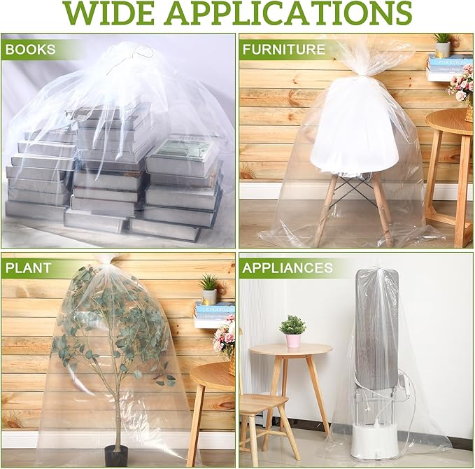 Fainne 10 Pack Extra Large Clear Plastic Storage Bags 32 x 48 Inch 3.94 Mils Giant Jumbo Moving Flat Plastic Storage Bags for Clothes Packing Luggage Suitcase Furniture Comforter Bike Blanket