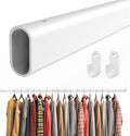 Oval Closet Rod for Hanging Clothes, Adjustable, 18 to 39 in | White, Heavy Duty, Metal, Suitable for Wardrobes, Laundry, RV
